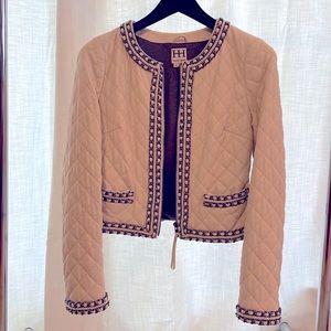 Haute Hippie. Cream Quilted Motorcycle with Chain Jacket. Size small